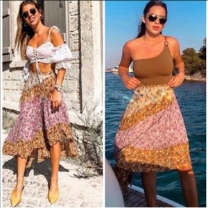 Zara Asymmetrical Floral Patchwork Boho Skirt